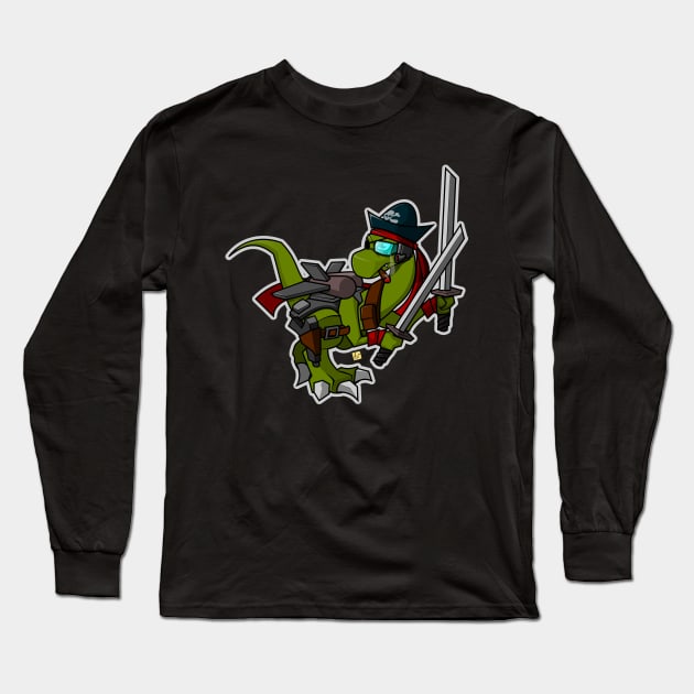 Ninja space pirate dinosaur with two Katanas Long Sleeve T-Shirt by vhzc